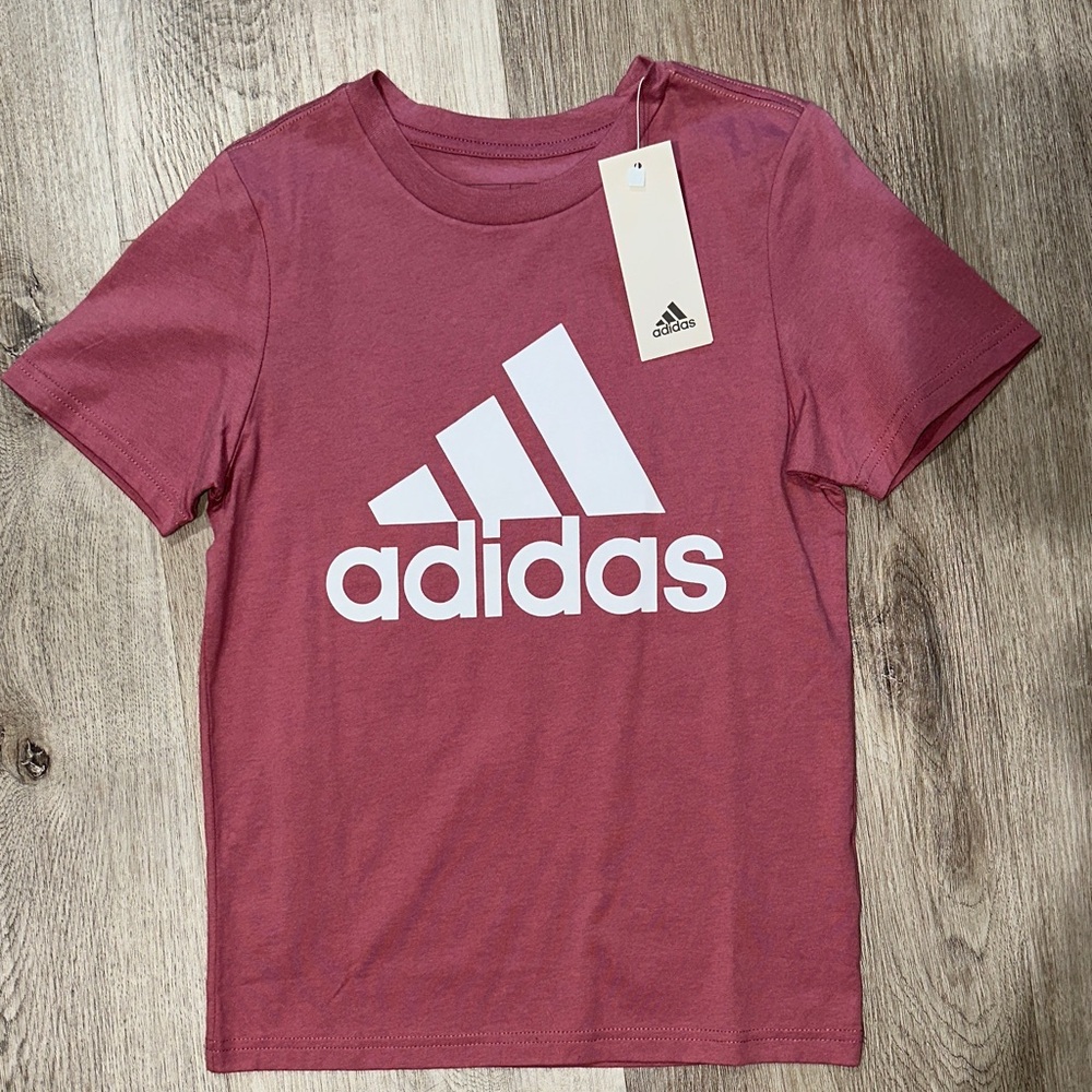 Adidas Kids Maroon Tee with White Logo